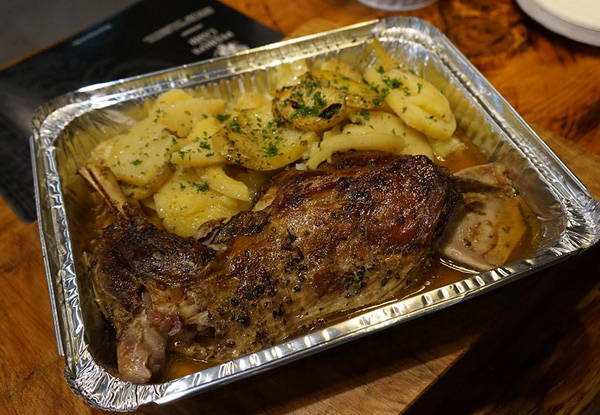 Whole Baked Lamb Shoulder with Rosemary, Garlic & Scalloped Potatoes, Large Salad & Three Baguettes - Takeaway Only