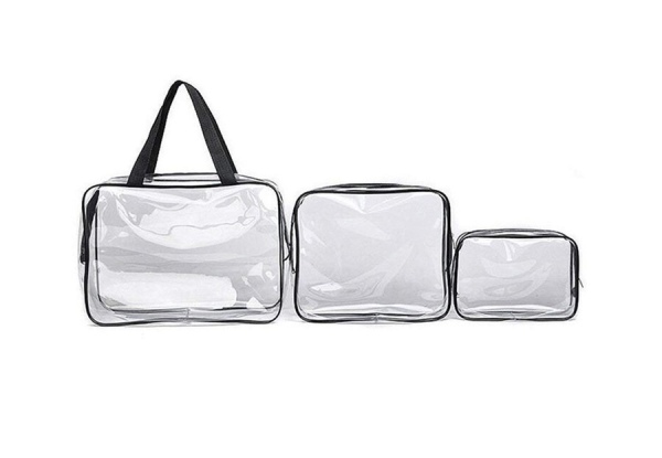 Three-Piece Clear Travel Bag Set - Option for Two & Two Colours Available with Free Delivery