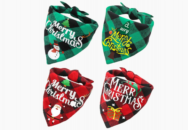 Christmas Pet Triangle Bandana Scarf - Option for Two & Four-Pack