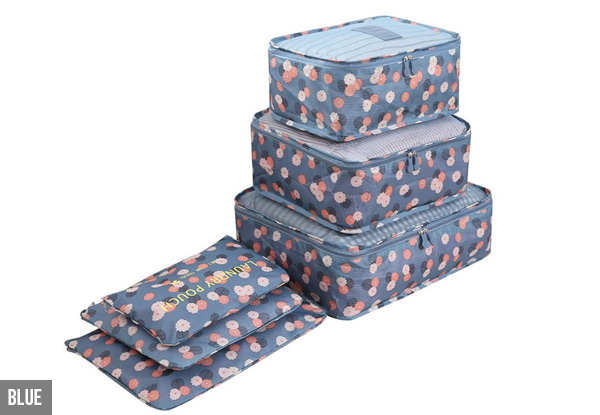 Six-Piece Set of Travel Organiser Storage Bags - Four Designs Available