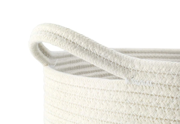Decorative Woven Cotton Rope Laundry Storage Basket - Two Sizes Available
