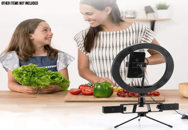 10-Inch Selfie Ring Light with Stand & Three Phone Holders