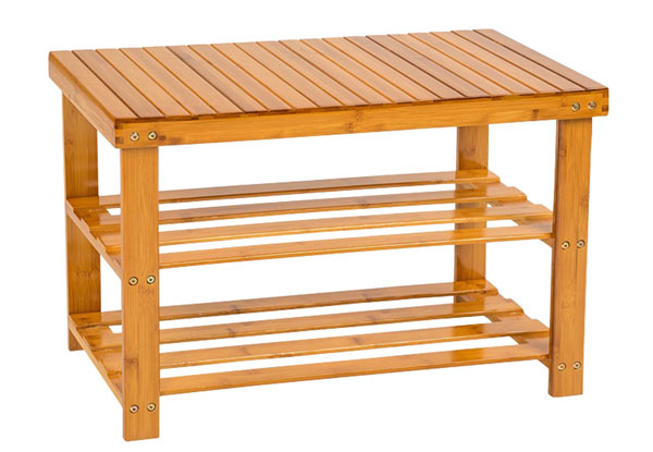 Two-Tier Bamboo Shoe Storage Bench