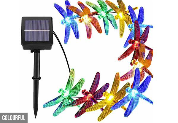 Solar Powered 30 LED Dragonfly String Lights - Two Colours Available