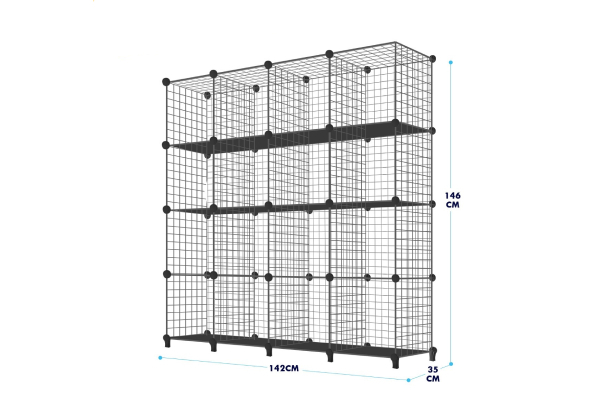 Metal Wire 16-Cube Storage Cabinet - Two Colours Available
