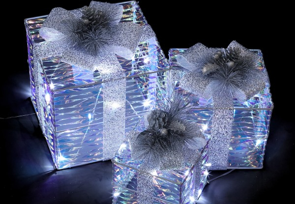 Three-Set 3D Foldable Gift Box LED Christmas Lights