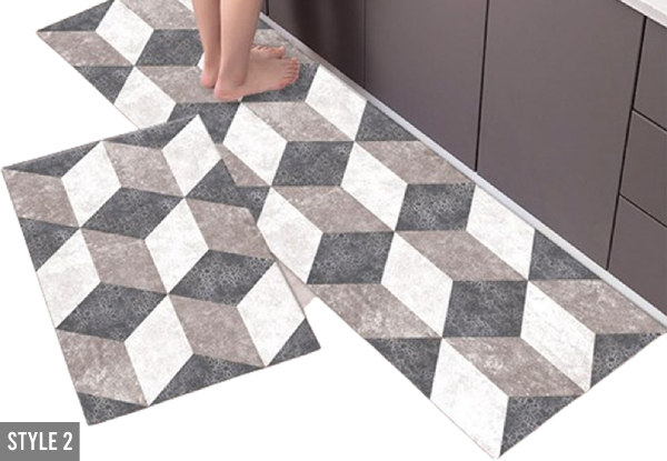 Two-Piece Non-Slip Kitchen Floor Mat Set - Five Styles Available