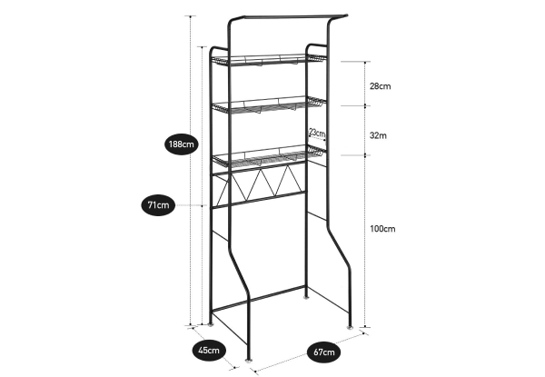 Three-Tier Steel Freestanding Bathroom Rack