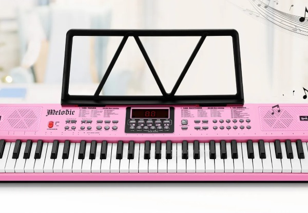 Portable 61-Key Electronic Keyboard with Mic & Stand - Two Colours Available