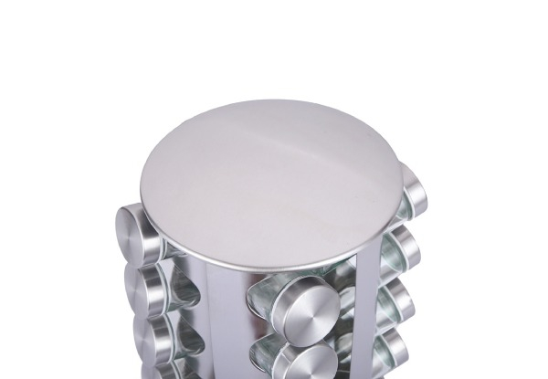 Stainless Steel Revolving 20-Jar Countertop Spice Rack