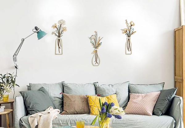 Three-Piece Metal Flowers Wall Art - Available in Three Styles