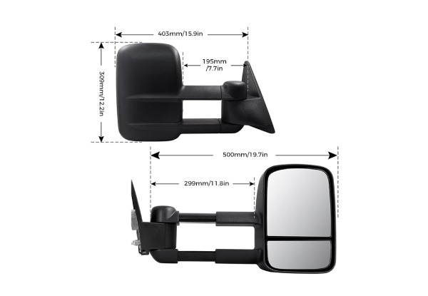 Galvan Two-Piece Extendable Towing Mirrors