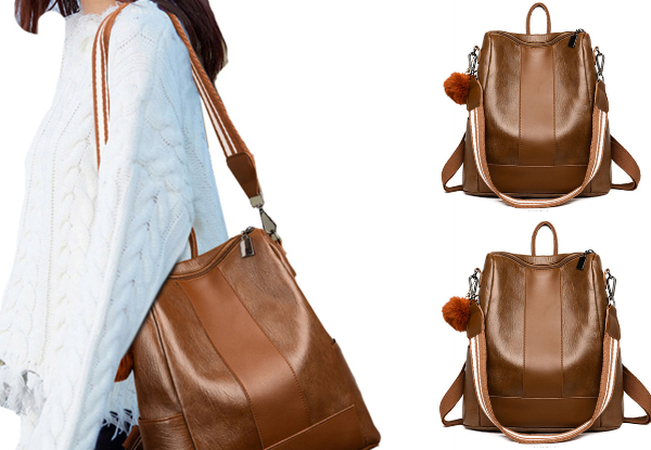 Women PU Leather Backpack - Available in Two Colours & Option for Two-Piece