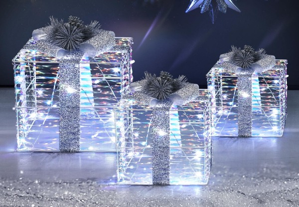 Three-Set 3D Foldable Gift Box LED Christmas Lights