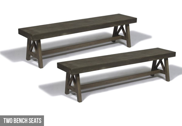 Bradford Concrete Outdoor Dining Table with Two Bench Seats