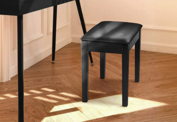 Wooden Piano Stool with Padded Cushion & Built-in Storage - Two Colours Available