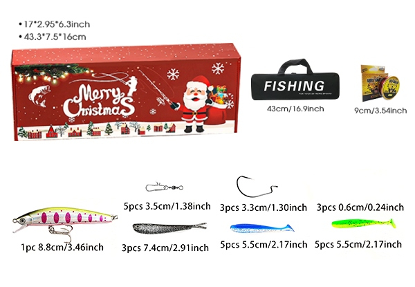 Christmas Fishing Rod and Reel Combo Kit - Available in Four Colours & Two Styles