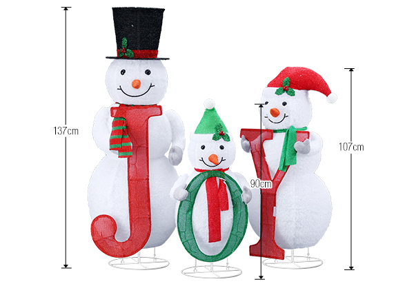 Three-Piece 3D Christmas Snowman LED Lights