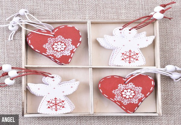 12-Pack Christmas Wooden Pendants - Eight Options Available