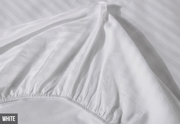 Fitted Sheet with Damask Strip - Four Colours & Three Sizes Available
