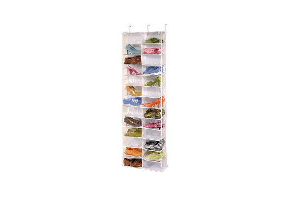 26-Pocket Door Hanging Shoe Rack - Available in Two Colours & Option for Two-Pack