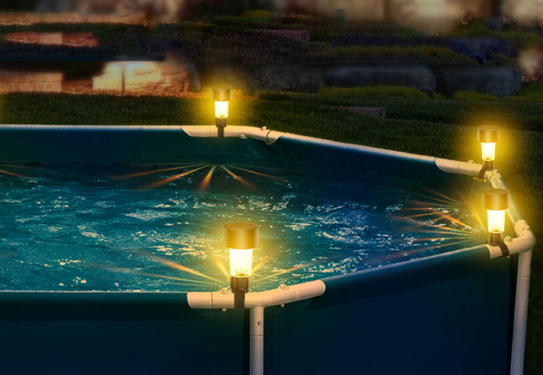 Six-Piece Solar Pool Fence Lights Set - Option for 12-Pieces