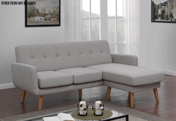Carine Three-Seater Light Grey Sofa & Ottoman