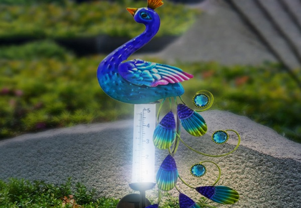 Peacock Garden Ornament - Option for Rain Gauge or Solar Light