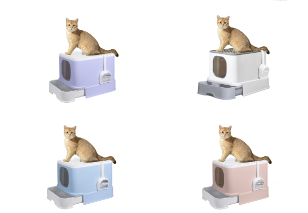 PaWz Fully Enclosed Kitty Litter Tray - Four Colours Available