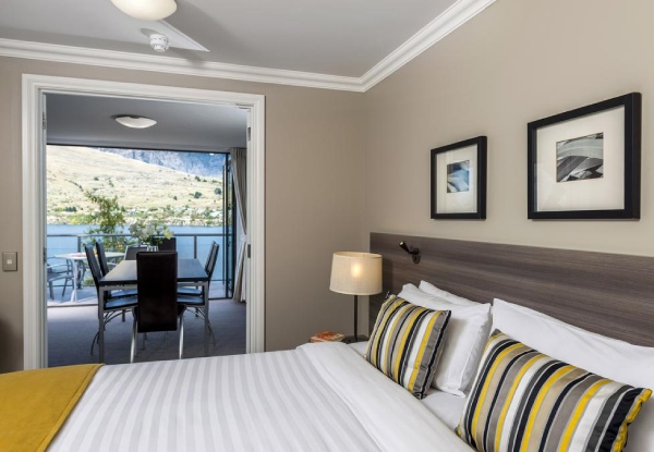 One-Night 4.5-Star Luxury Queenstown Lakeside Getaway for Two People in a Standard Room incl. Late Checkout, Parking, Sauna & Fitness Centre Access - Options for Four People & Two Nights with $50 F&B Voucher or Three Nights with $75 F&B Voucher