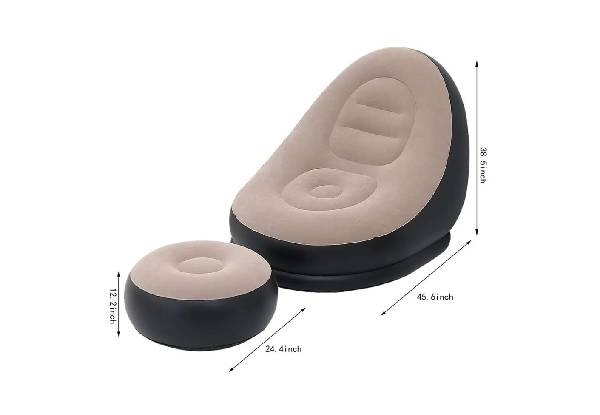 Inflatable Lazy Bean Bag Chair with Footstool