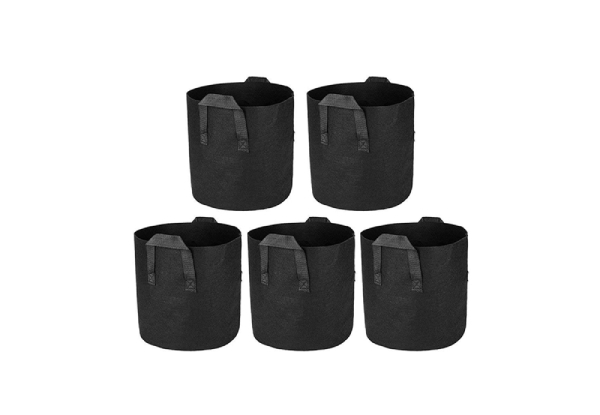 Five-Pack Non-Woven Fabric Plant Grow Bags - Five Sizes Available