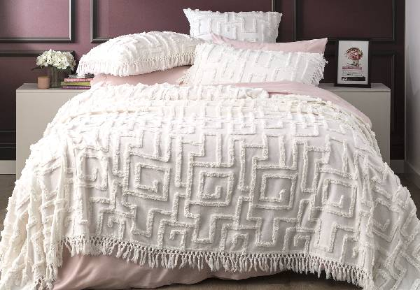 Riley Vintage Tufted Cotton Bed Cover Incl. Pillowcase - Available Four Colours & Two Sizes