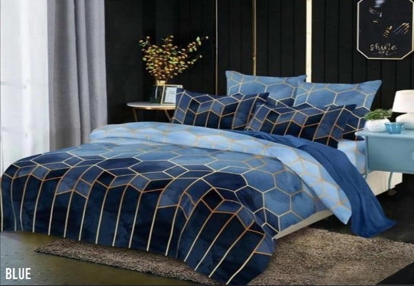 Hexagon Pattern Quilt Cover Set - Six Colours & Two Sizes Available