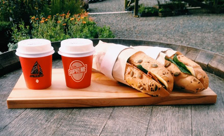 $14 for Any Two Regular Takeaway Coffees & Two Baguettes (value up to $28)