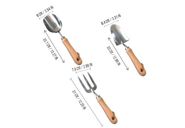 Three-Piece Stainless Steel Gardening Tool Set