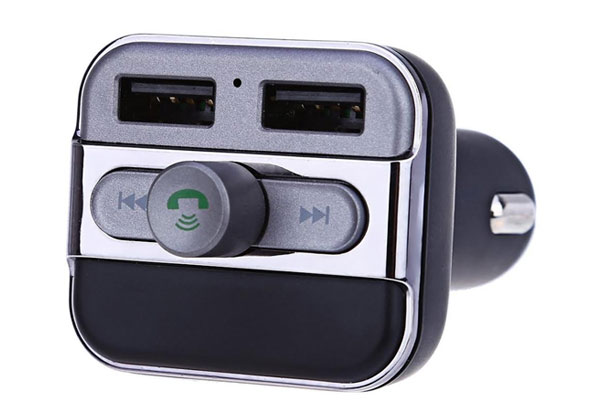 Hands-Free Bluetooth Radio Transmitter Car Charger with Dual USB Port