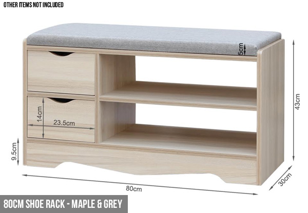 Shoe Rack Bench - Two Sizes & Colours Available