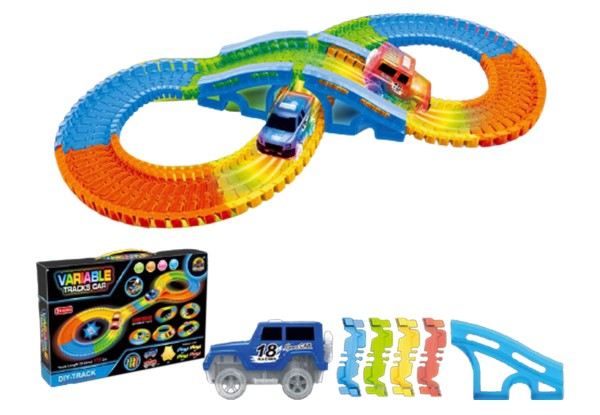 125pc Flexible Glow In The Dark Car Race Track Set - Option for Two