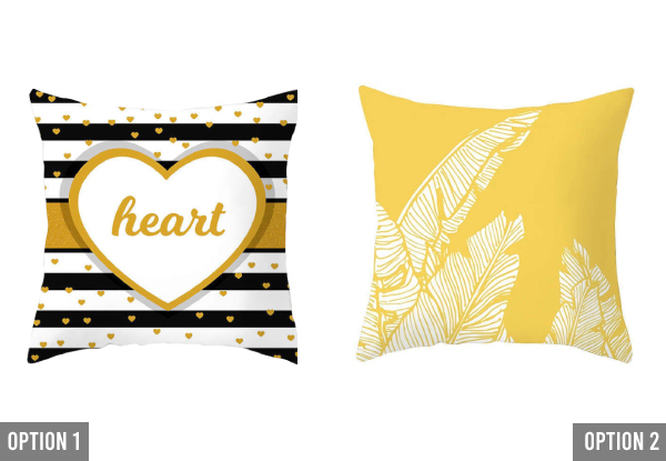 Gold/Yellow Printed Cushion Cover 45x45cm - Available in Ten Options