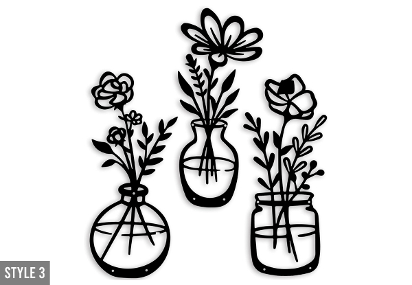 Three-Piece Metal Flowers Wall Art - Available in Three Styles