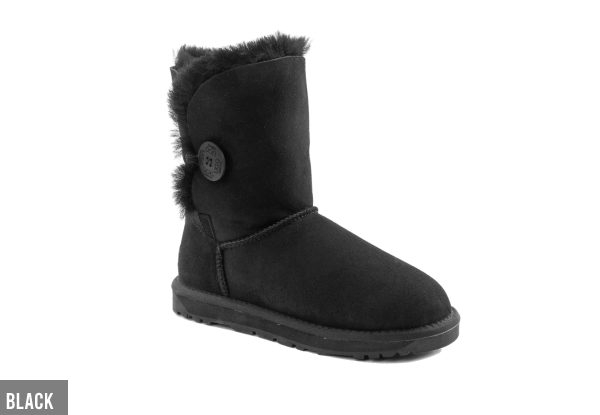 Ozwear Ugg Water-Resistant Classic Short Button Boots - Five Colours & Seven Sizes Available