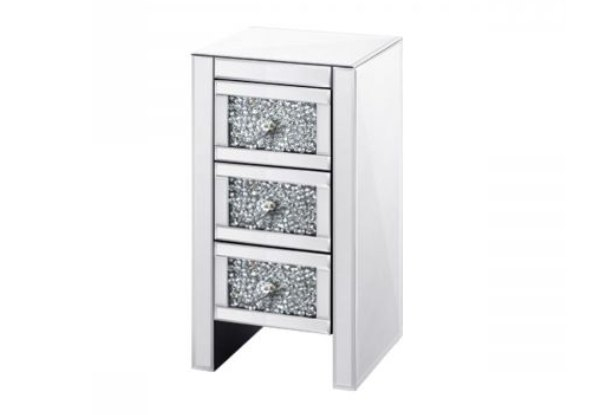 Mirrored Crushed Diamond Three-Drawer Bedside Table