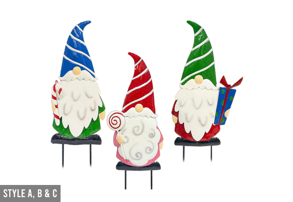 Three-Pack Christmas Gnomes Stainless Steel Statues - Available in Two Options