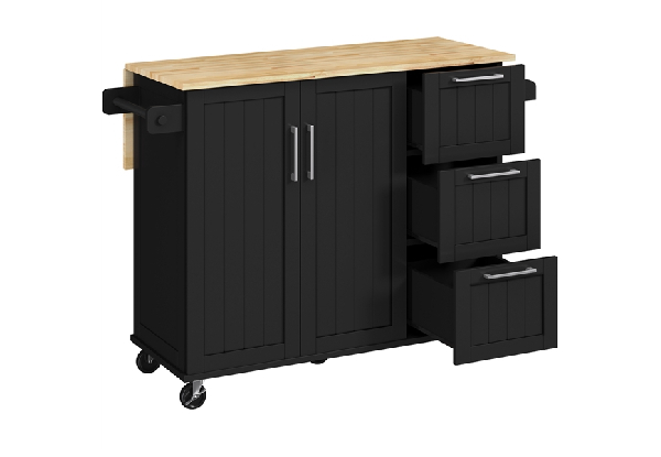 Kitchen Cart Island with Wood Top - Available in Two Colours