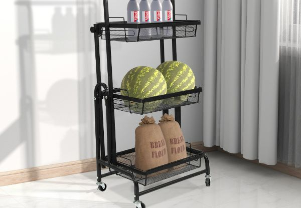 Levede Three-Tier Kitchen Trolley Cart Shelf Rack