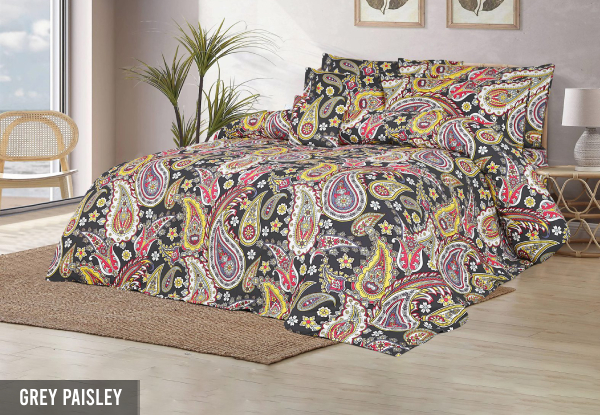 Six-Piece 600TC Printed Sateen Quilt Cover Set - Available in Six Styles & Two Sizes