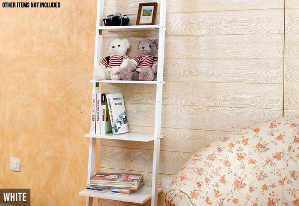 Four-Tier Leaning Ladder Book Shelf - Two Colours Available