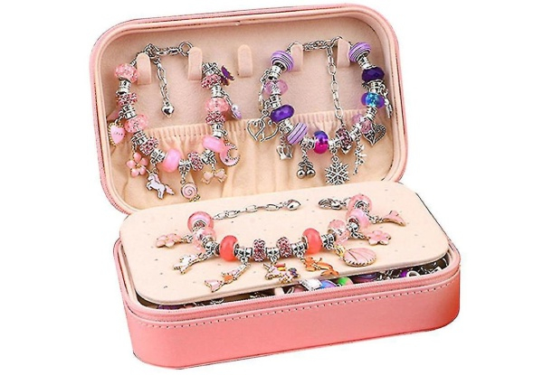 Kid's DIY Beaded Bracelet Making Kit with Jewelry Box - Two Colours Available