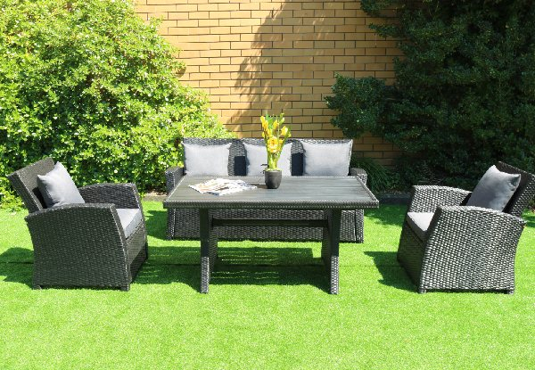 Orly Four-Piece Outdoor Wicker Sofa & Dining Set